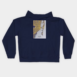 Miami City Map Yellow and Blue Kids Hoodie